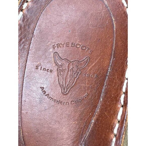 Frye Womens Brown Leather Woven Heel Sandals Size 8M Made In Brazil - Picture 3 of 7